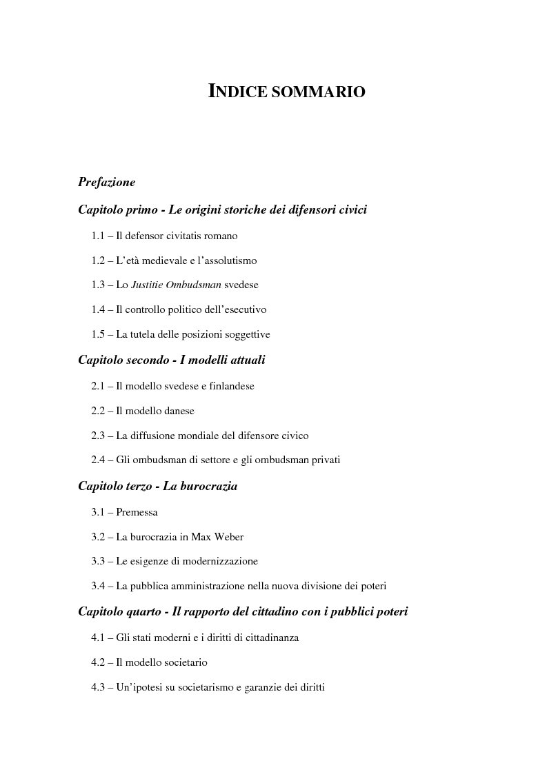 Indice della tesi: Il Mediatore europeo in prospettiva sociologico giuridica, Pagina 1