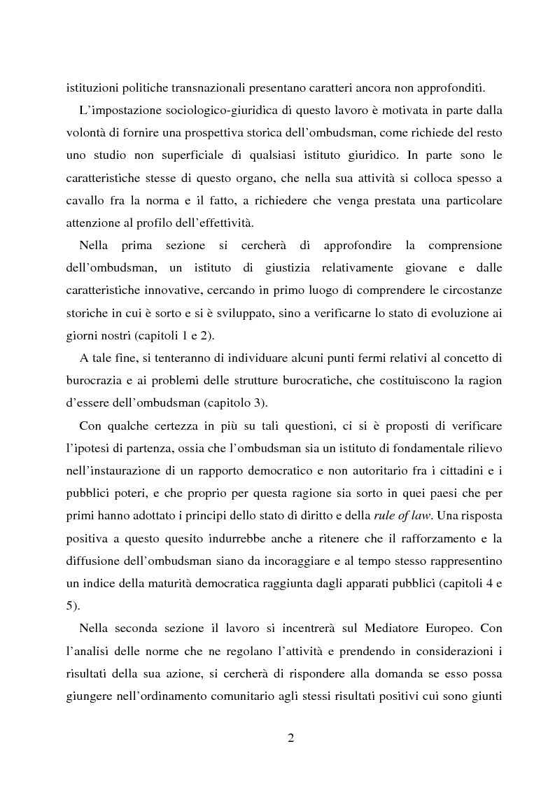 Anteprima della tesi: Il Mediatore europeo in prospettiva sociologico giuridica, Pagina 2