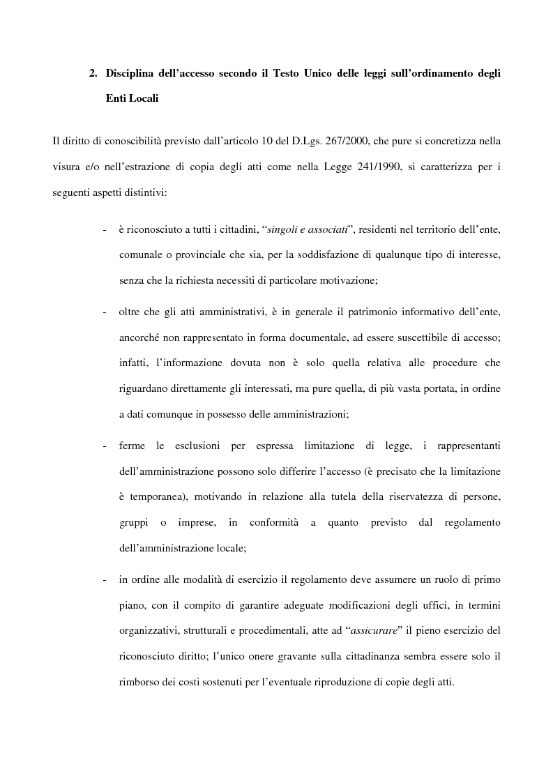 Anteprima della tesi: Il diritto d'accesso negli enti locali, Pagina 2