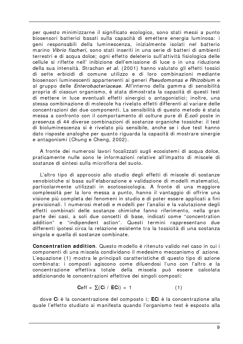 Anteprima della tesi: Degradazione e valutazione degli effetti sui microrganismi di una miscela di erbicidi sulfonilureici, Pagina 6