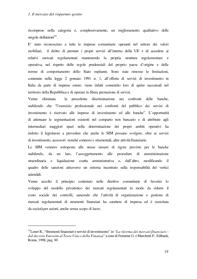Anteprima della tesi: I fondi comuni di investimento mobiliare aperti di diritto italiano ed il benchmark, Pagina 13