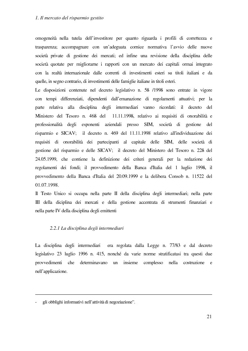 Anteprima della tesi: I fondi comuni di investimento mobiliare aperti di diritto italiano ed il benchmark, Pagina 15