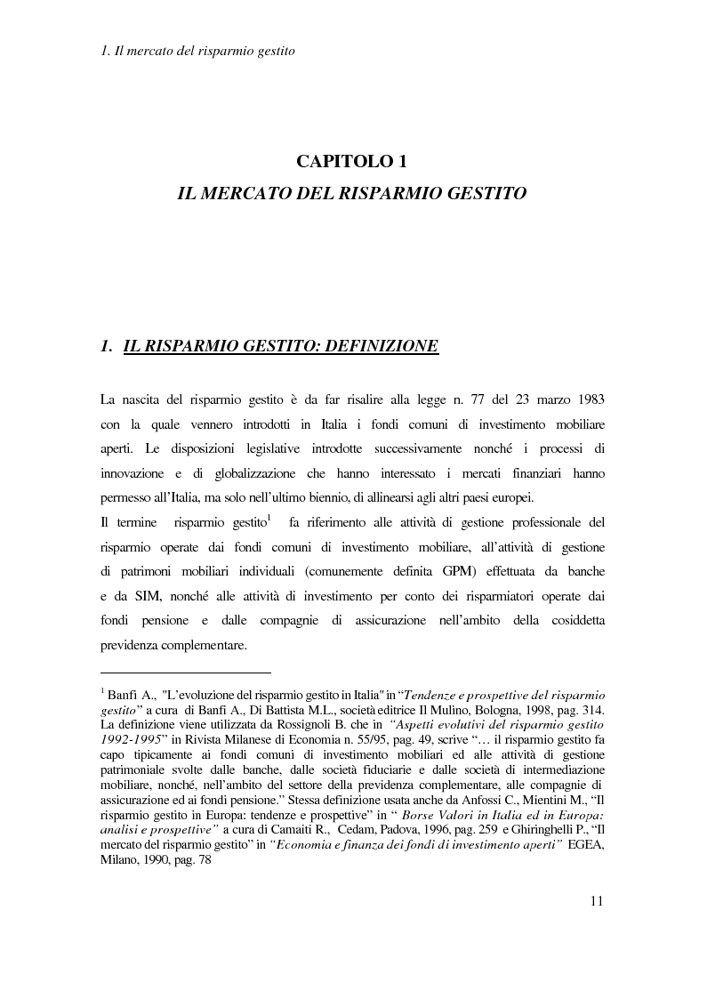 Anteprima della tesi: I fondi comuni di investimento mobiliare aperti di diritto italiano ed il benchmark, Pagina 5