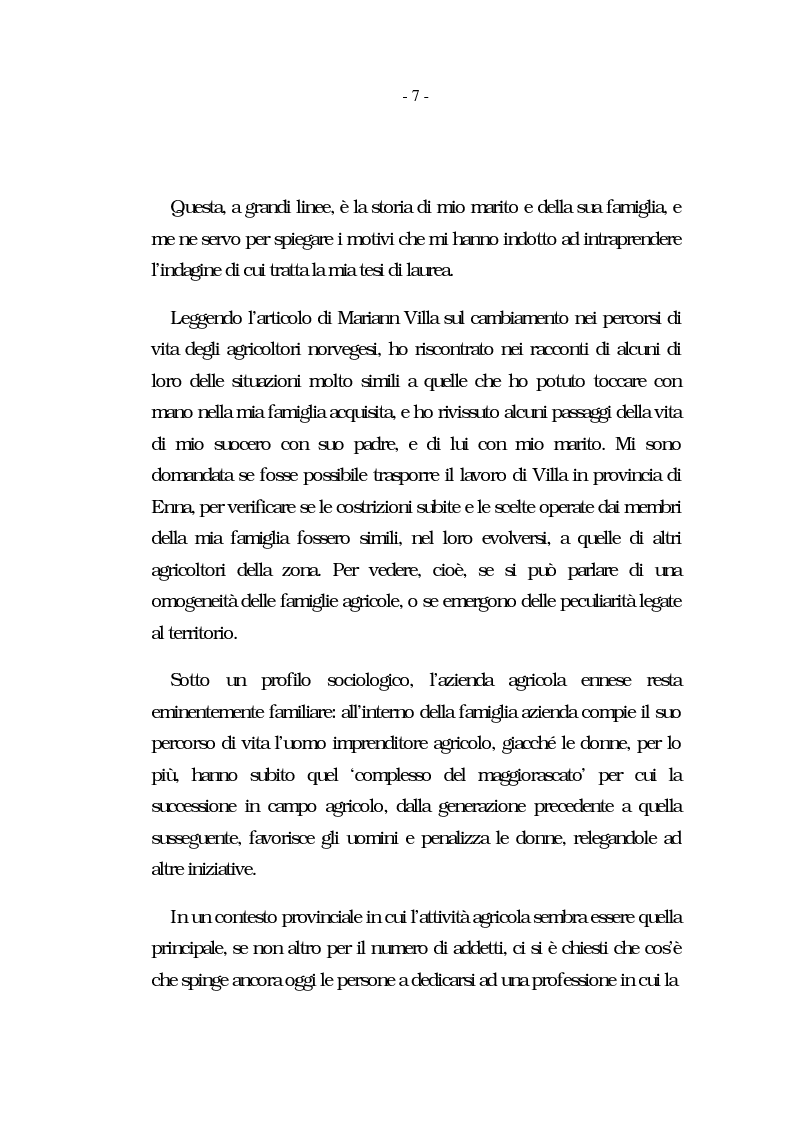 Anteprima della tesi: Nati per essere agricoltori? Aspettative in cambiamento nelle famiglie agricole ennesi, Pagina 4