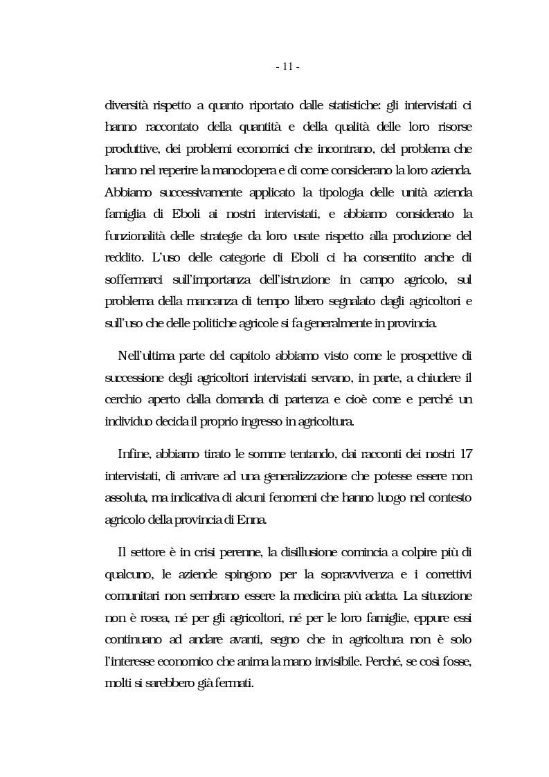 Anteprima della tesi: Nati per essere agricoltori? Aspettative in cambiamento nelle famiglie agricole ennesi, Pagina 8