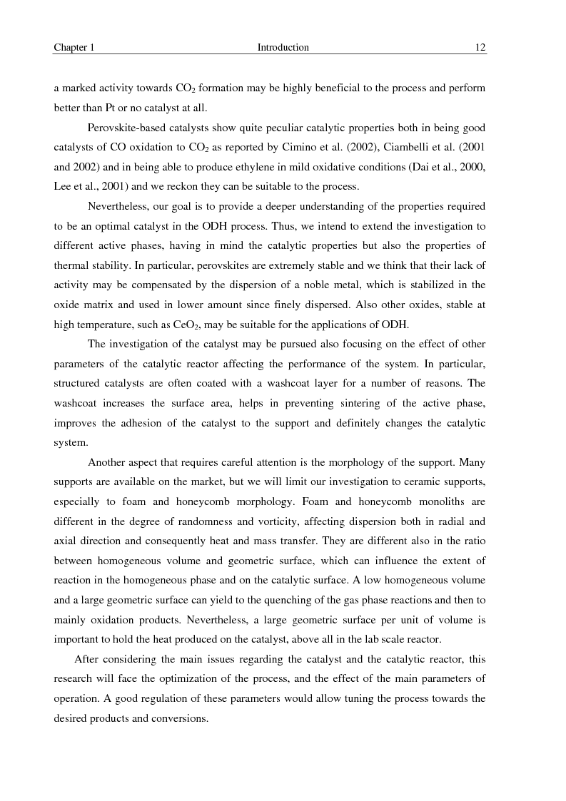 Anteprima della tesi: Oxidative dehydrogenation of ethane in short contact time reactors, Pagina 12