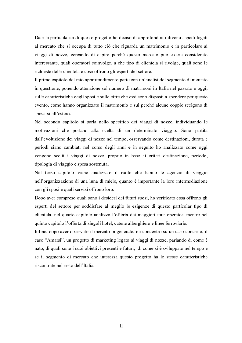 Anteprima della tesi: Sviluppo e prospettive del mercato di nicchia legato ai viaggi di nozze: Il caso ''AMARSI'', Pagina 2