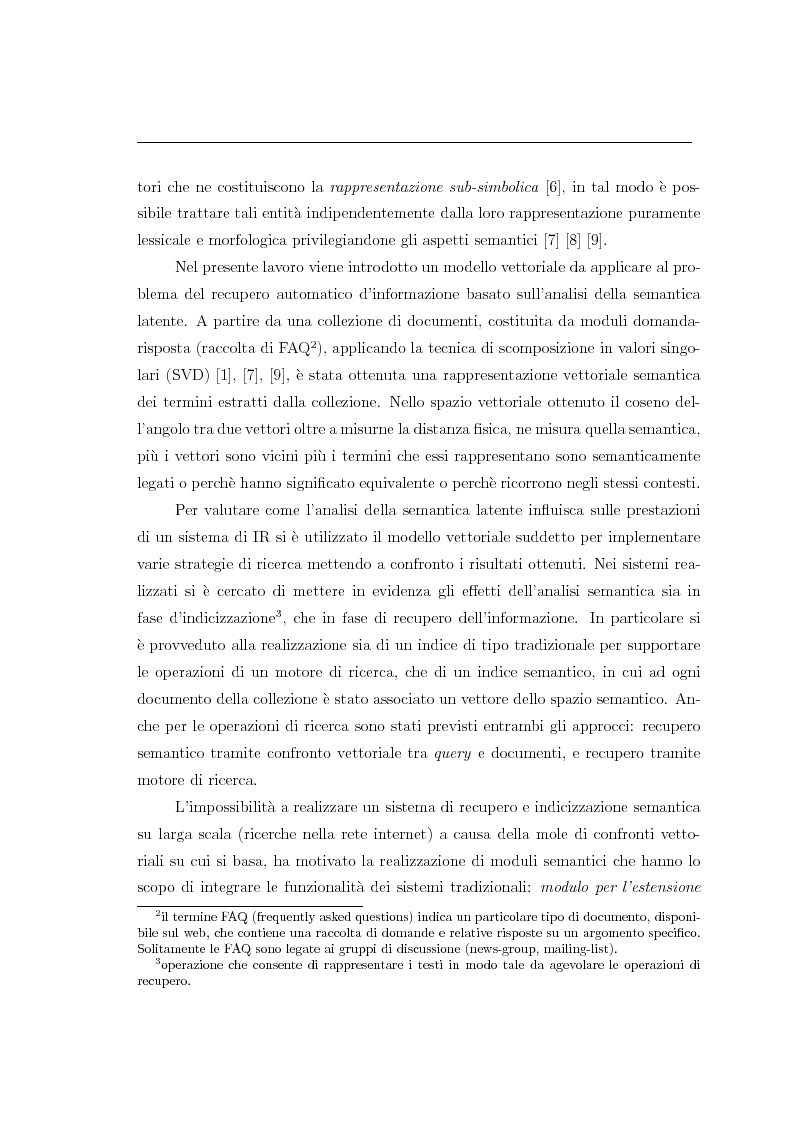 Anteprima della tesi: Analisi della semantica latente per la consultazione automatica di moduli domanda-risposta, Pagina 2