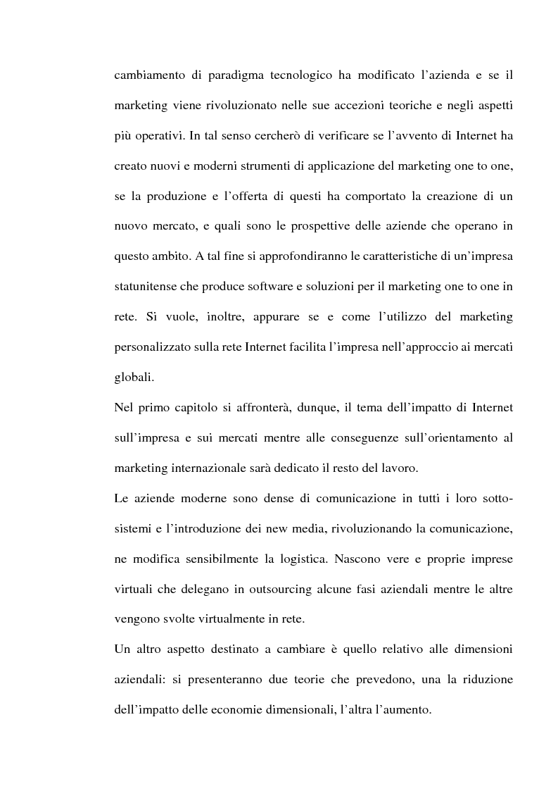 Anteprima della tesi: Internet e one to one marketing per l'approccio ai mercati internazionali: Net Perceptions, un servizio per la presenza diffusa sulla rete globale, Pagina 2
