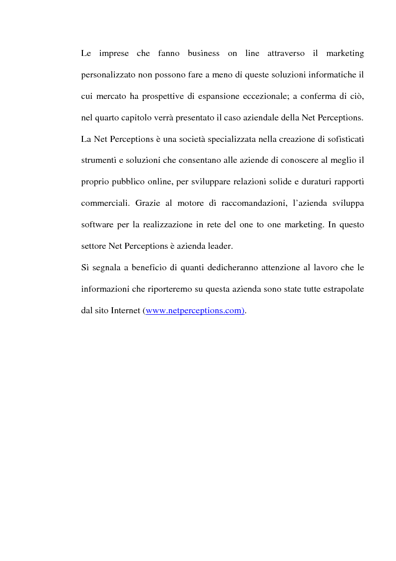 Anteprima della tesi: Internet e one to one marketing per l'approccio ai mercati internazionali: Net Perceptions, un servizio per la presenza diffusa sulla rete globale, Pagina 7