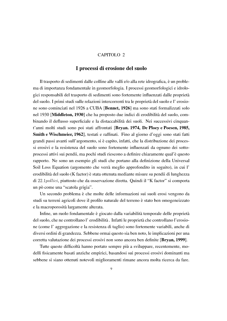 Anteprima della tesi: Analisi e confronti di modelli di erosione del suolo e trasporto di sedimenti tramite l'uso di sistemi GIS, Pagina 5