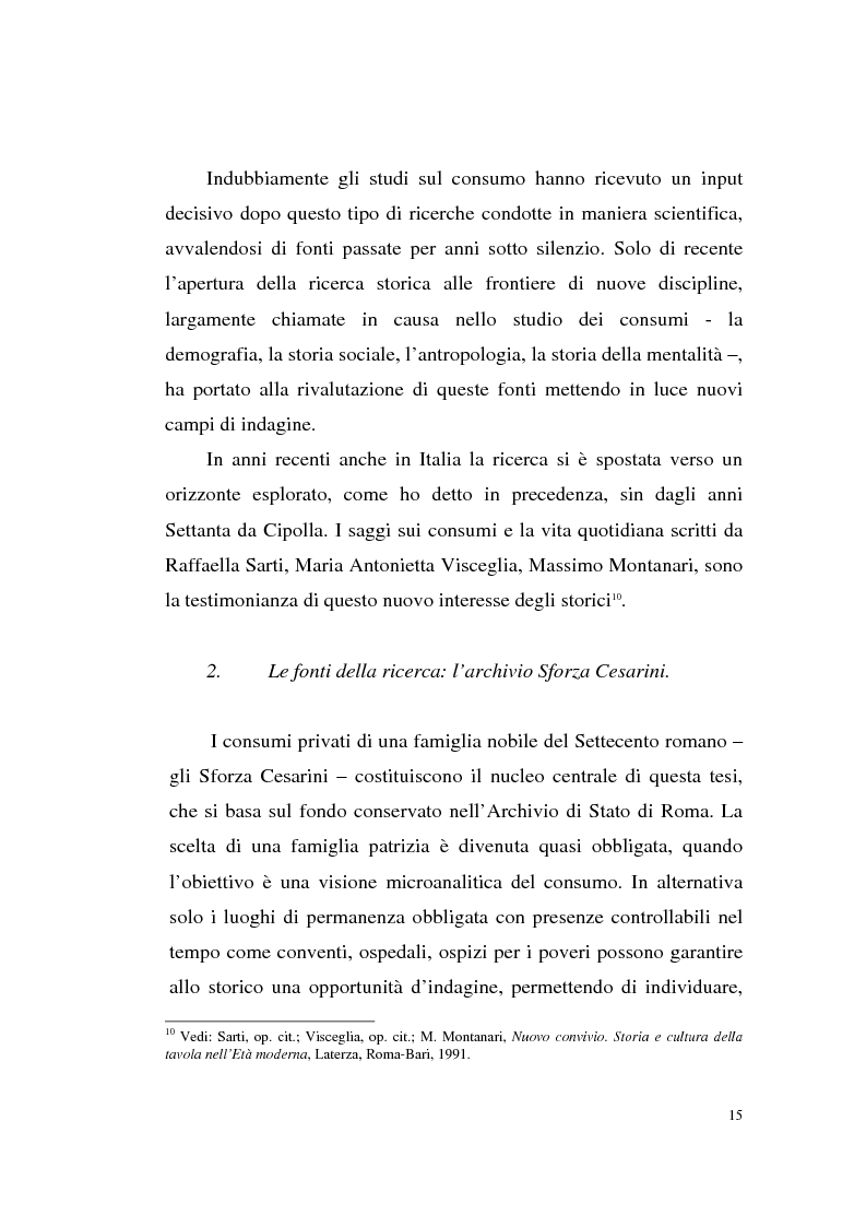 Anteprima della tesi: A tavola e a palazzo: i consumi degli Sforza Cesarini nel Settecento, Pagina 15