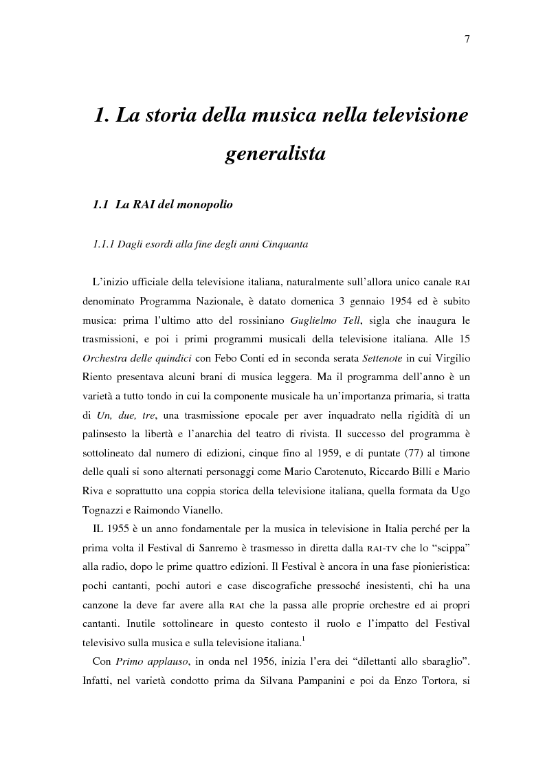 Anteprima della tesi: Il ruolo della televisione nella produzione e diffusione di musica in Italia, Pagina 7