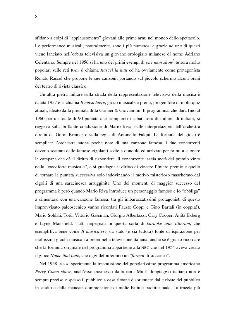Anteprima della tesi: Il ruolo della televisione nella produzione e diffusione di musica in Italia, Pagina 8