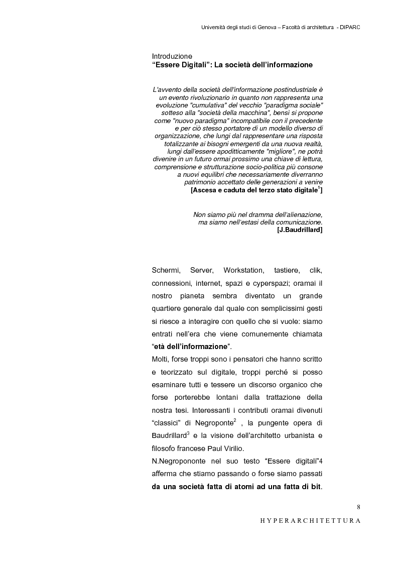 Anteprima della tesi: Hyper_Architettura - Spazi nell’età dell’elettronica e dell’informazione. Sovrapposizioni, intrecci, contaminazioni tra reale e virtuale. Un iperpaesaggio alla Fiera di Genova, Pagina 8