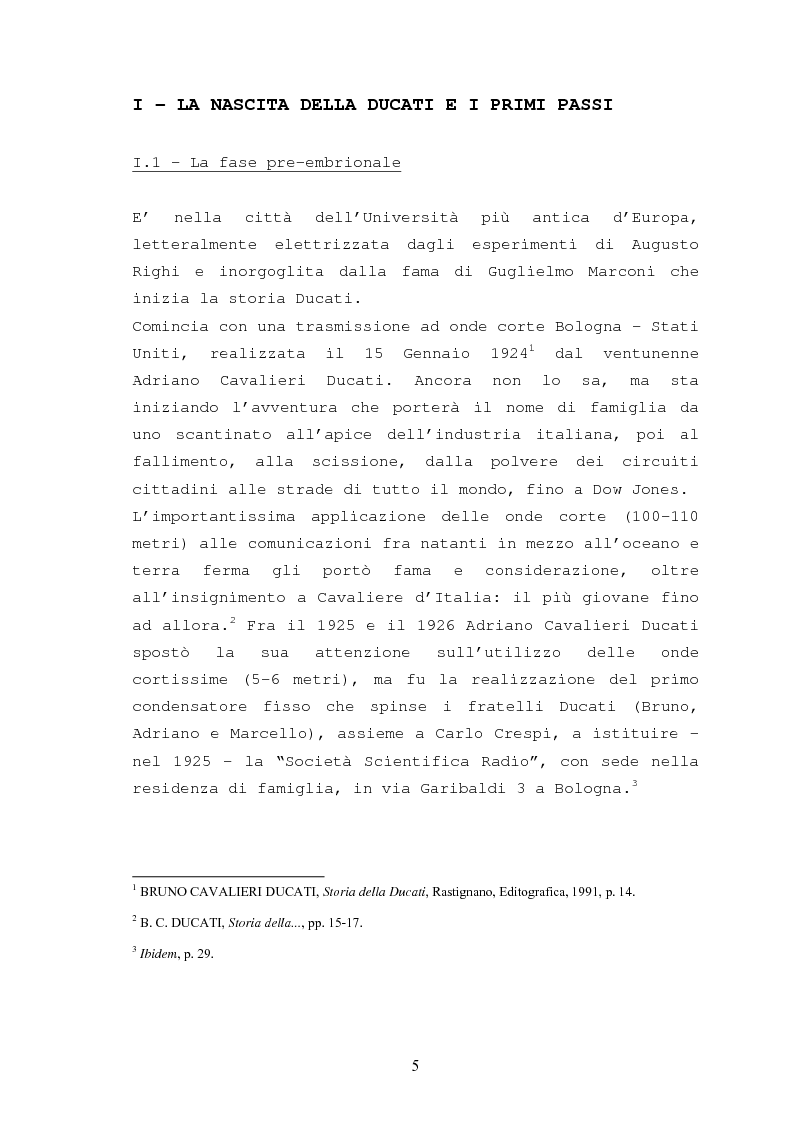 Anteprima della tesi: Storia della Ducati: da ''Società Scientifica Radio Brevetti Ducati'' a ''Ducati Motor Holding'', Pagina 3