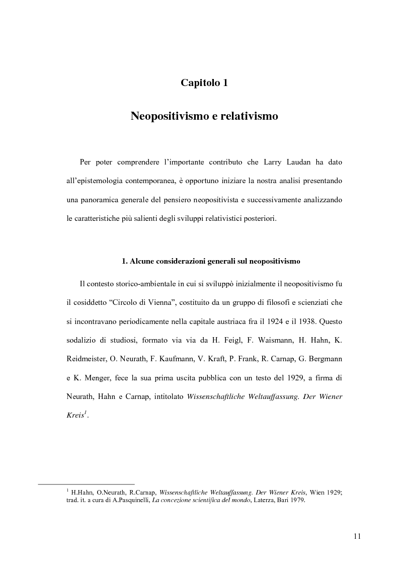 Anteprima della tesi: Oltre il neopositivismo e il relativismo: la proposta epistemologica di L. Laudan, Pagina 7