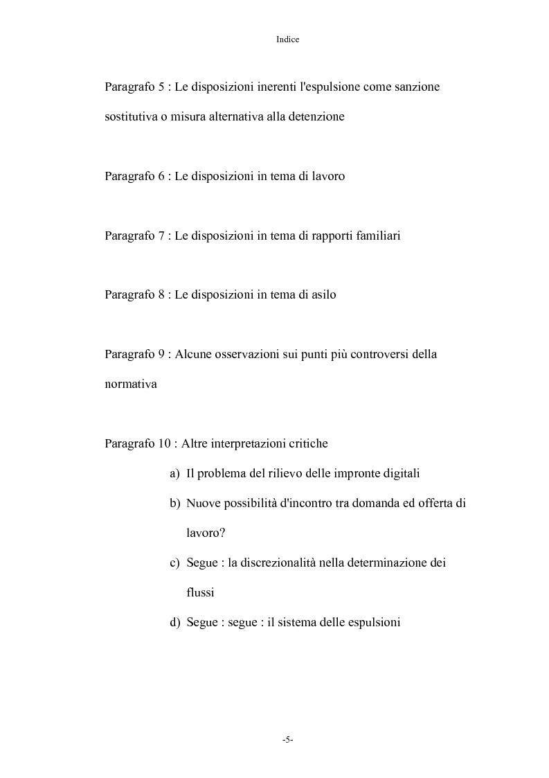 Indice della tesi: Diritto penale ed immigrazione: tra tecniche di tutela ed esigenze di riforma, Pagina 5