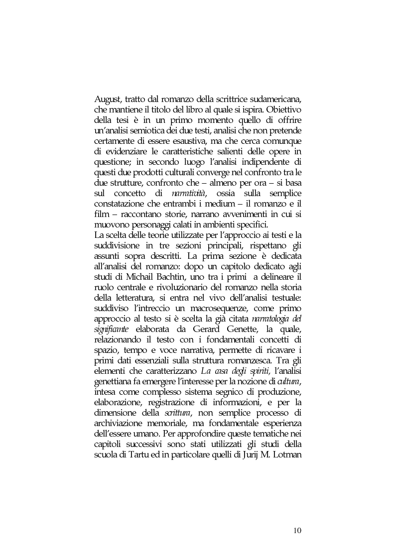 Anteprima della tesi: Strategie comunicative e narrative nel confronto tra romanzo e adattamento cinematografico: ''La casa degli spiriti'' di Isabel Allende e il film omonimo di Bille August, Pagina 6