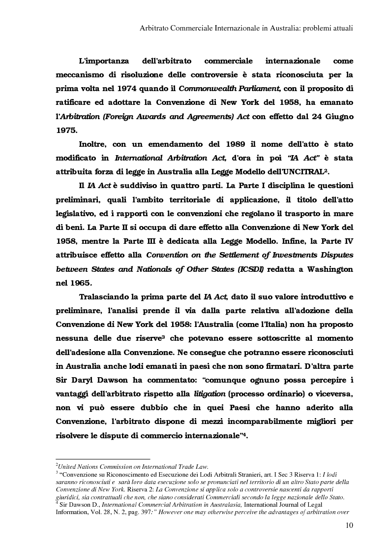 Anteprima della tesi: Arbitrato Internazionale Commerciale in Australia: problemi attuali, Pagina 6