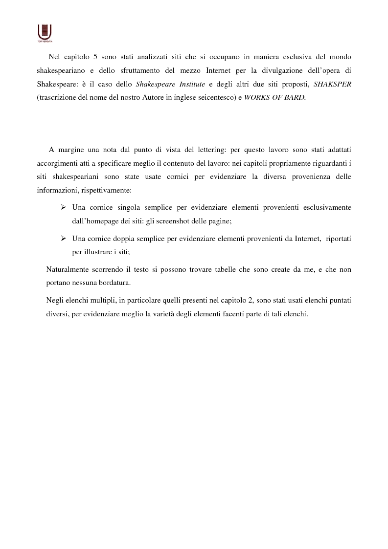 Anteprima della tesi: Valutazione delle risorse internet: il caso di William Shakespeare, Pagina 3