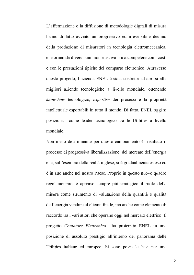 Anteprima della tesi: Definizione e sviluppo di servizi a valore aggiunto: il progetto Contatore Elettronico di Enel Distribuzione, Pagina 2
