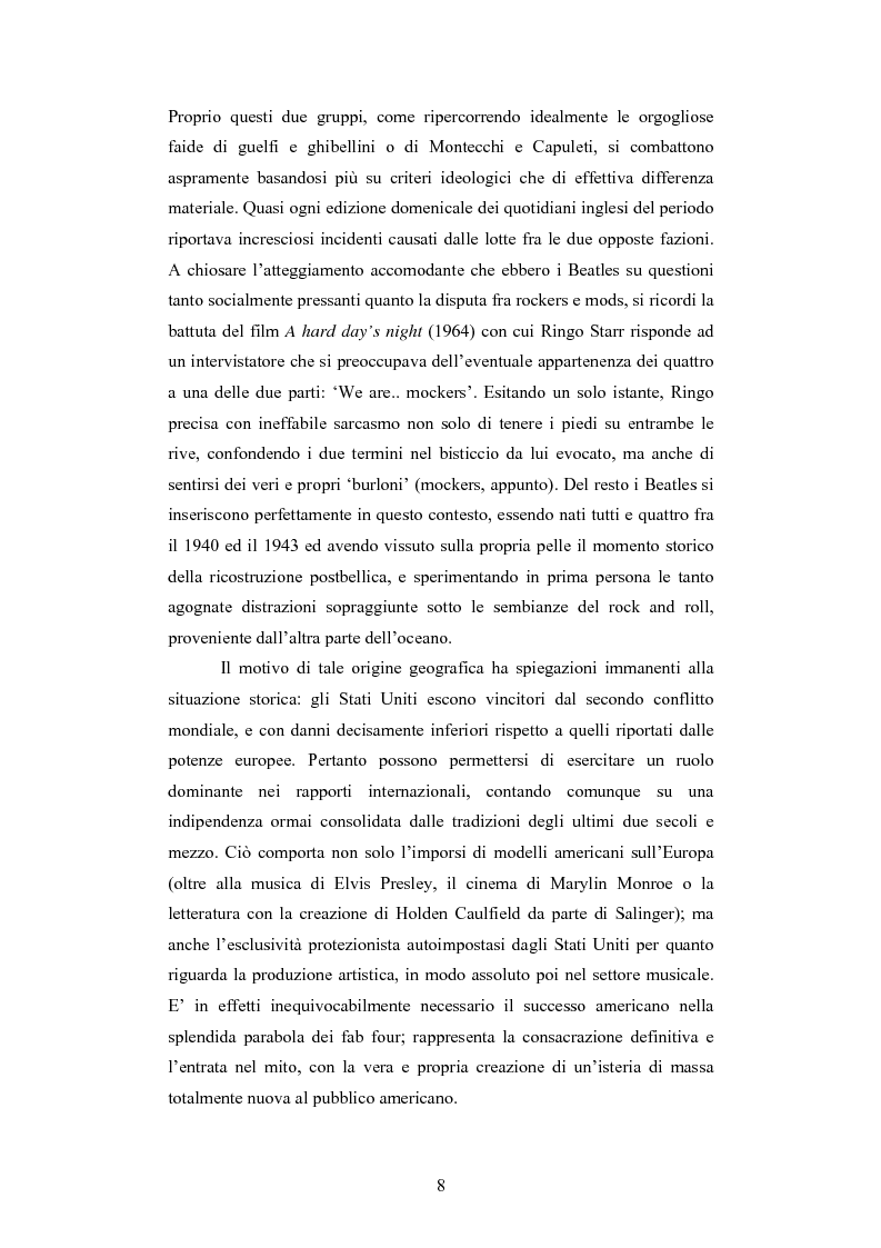 Anteprima della tesi: Il rapporto sinergico fra media e spettacolo: il caso esemplare dei Beatles nell’Inghilterra degli anni Sessanta, Pagina 6