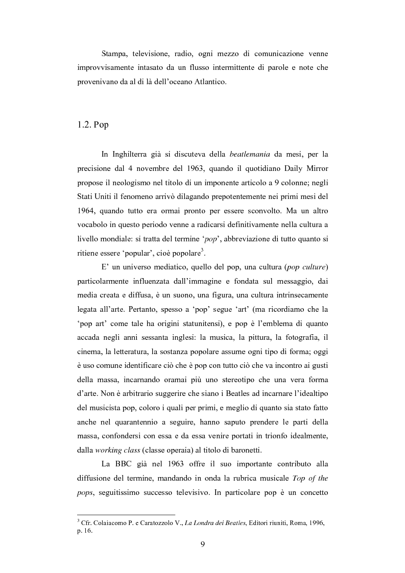 Anteprima della tesi: Il rapporto sinergico fra media e spettacolo: il caso esemplare dei Beatles nell’Inghilterra degli anni Sessanta, Pagina 7