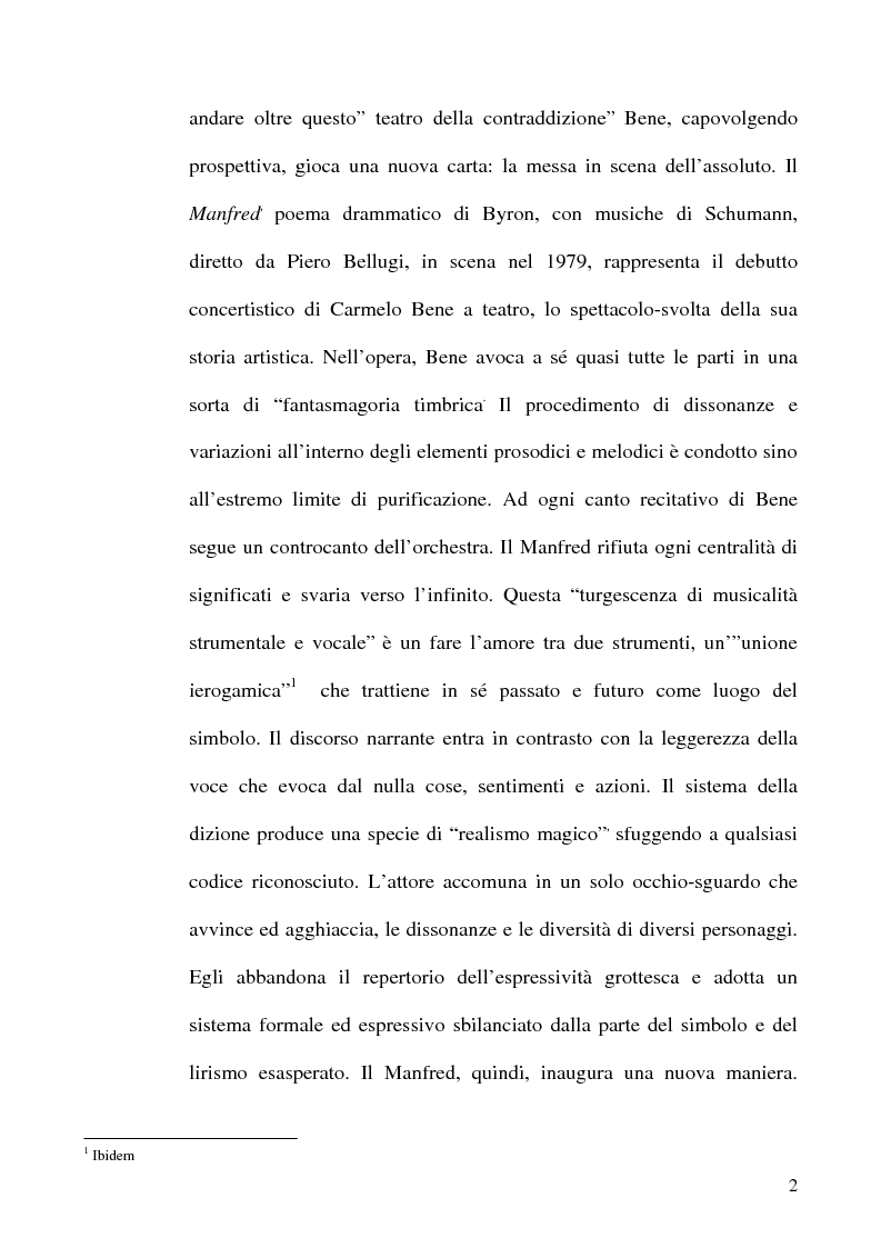 Anteprima della tesi: Il ritmo del ''farsi dire'' in Carmelo Bene, Pagina 2