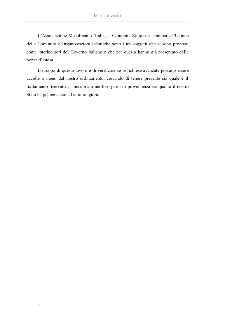 Anteprima della tesi: L'Islam in Italia: Analisi delle possibilità di intesa tra Stato Italiano e comunità religiose, Pagina 2