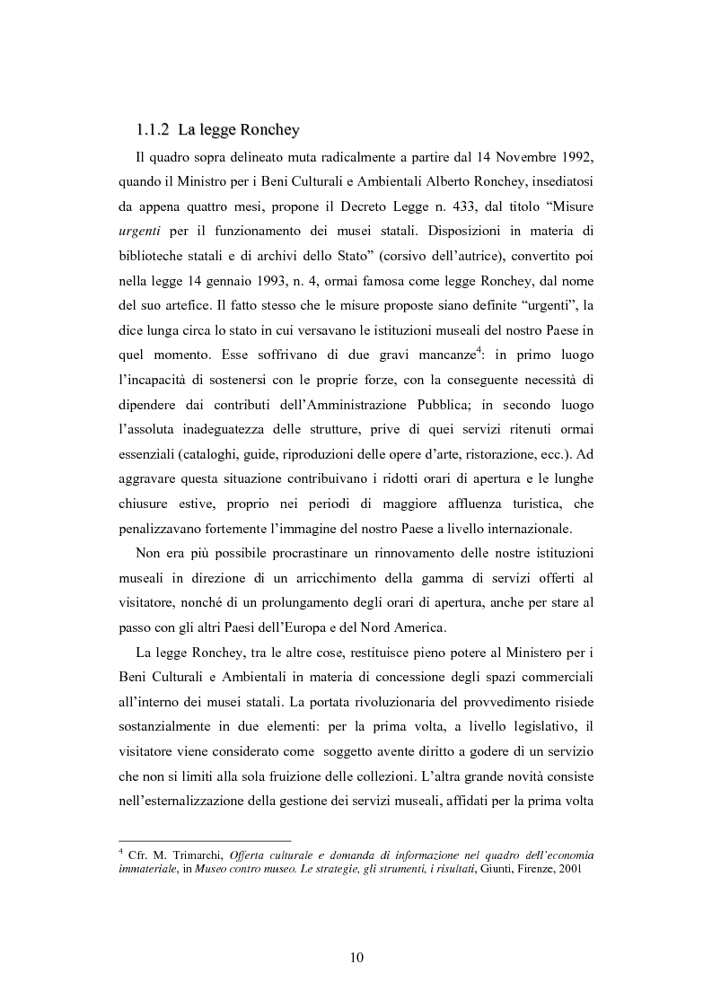 Anteprima della tesi: Forme gestionali e meccanismi istituzionali nella prestazione di servizi museali: l'esperienza di Palazzo Reale, Pagina 6