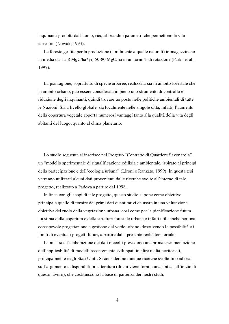 Anteprima della tesi: Analisi delle funzioni della vegetazione urbana. Un caso di studio: il Quartiere Savonarola a Padova, Pagina 4