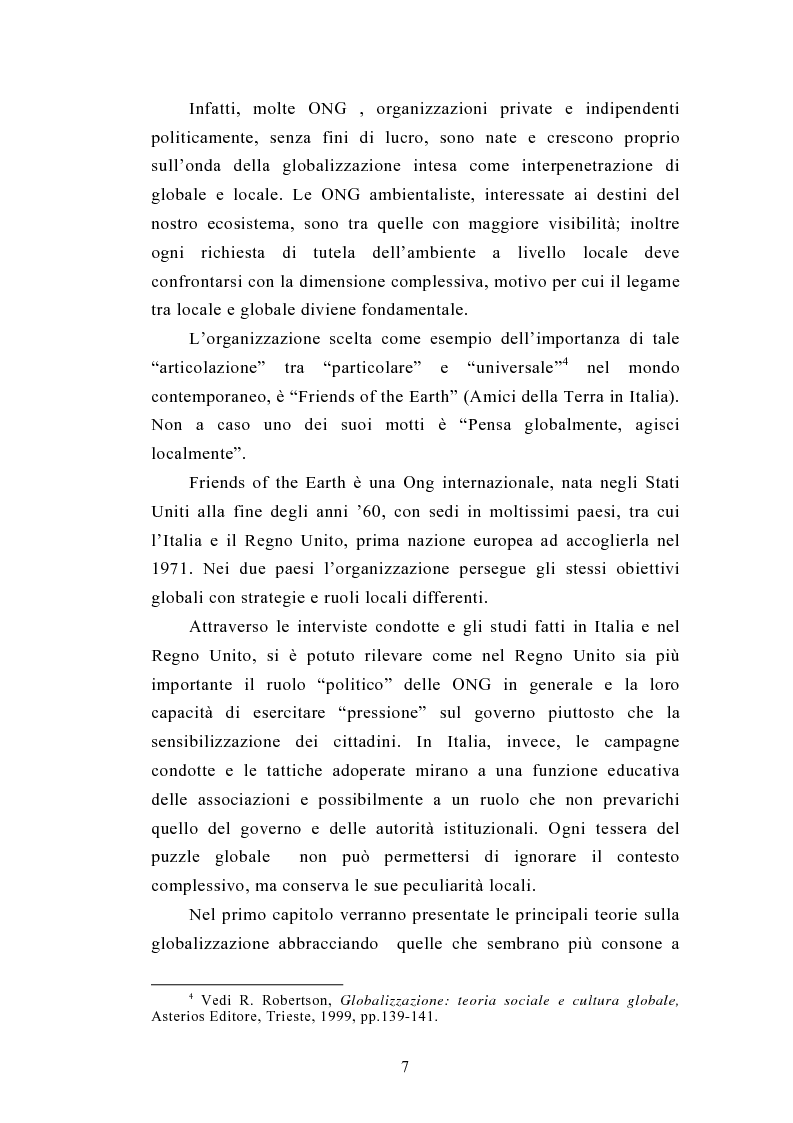 Anteprima della tesi: Il legame locale-globale: le Ong in Italia e nel Regno Unito, Pagina 4