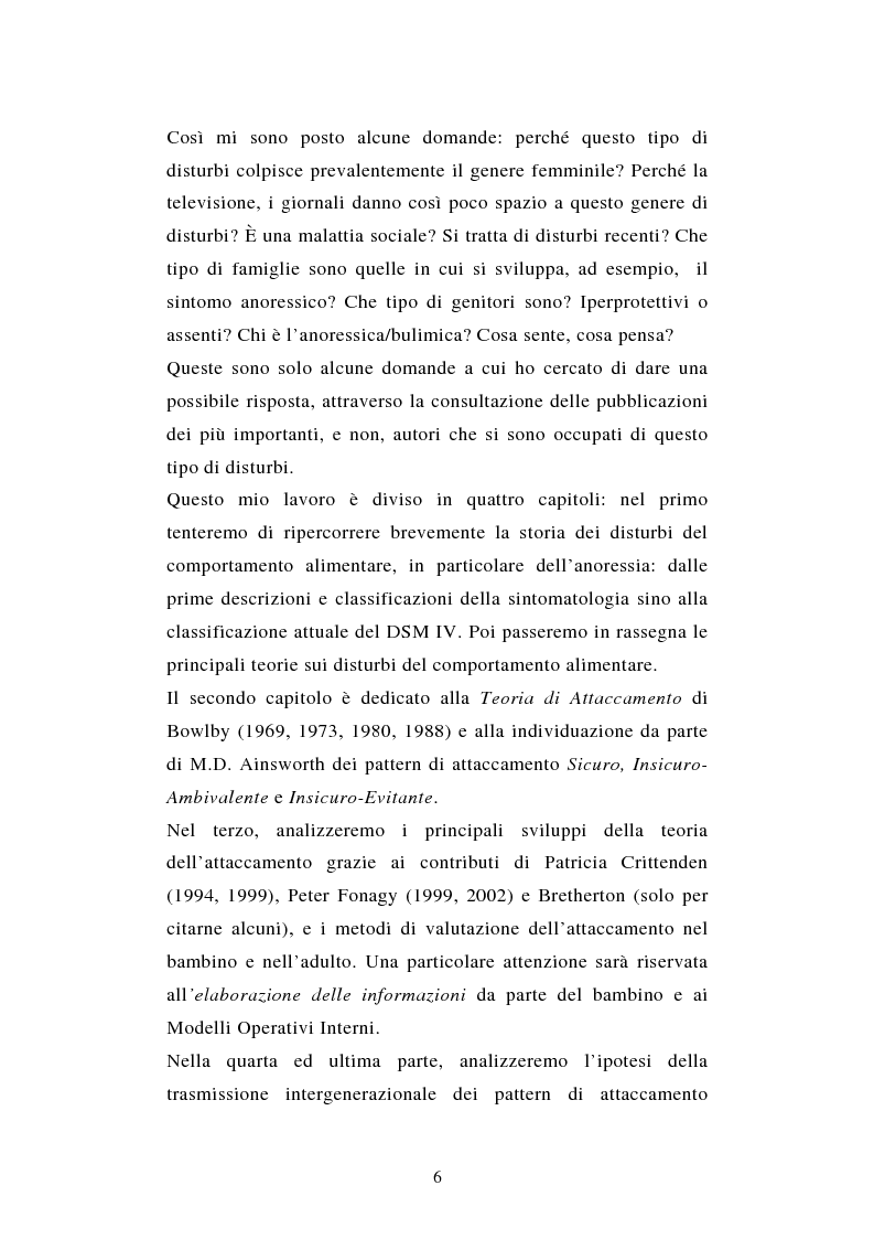 Anteprima della tesi: Pattern di attaccamento e disturbi del comportamento alimentare, Pagina 2