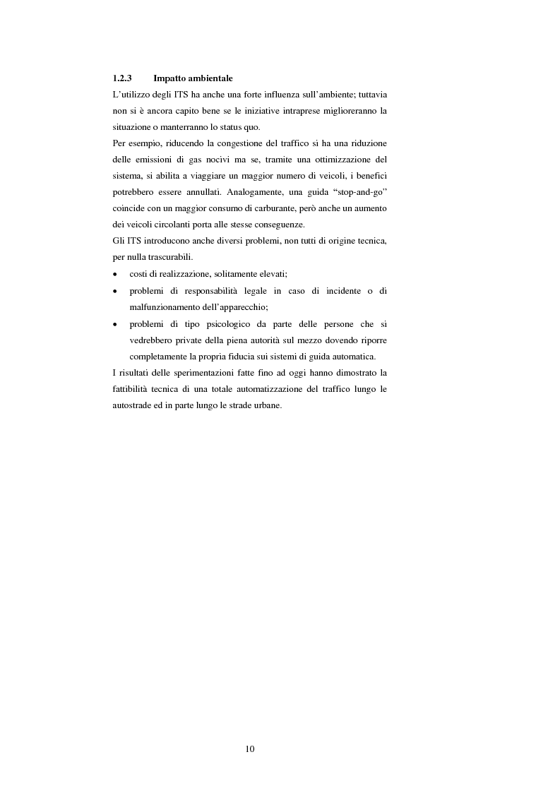 Anteprima della tesi: Sistemi di trasporto intelligenti: tecnologie trasmissive e servizi disponibili, Pagina 10
