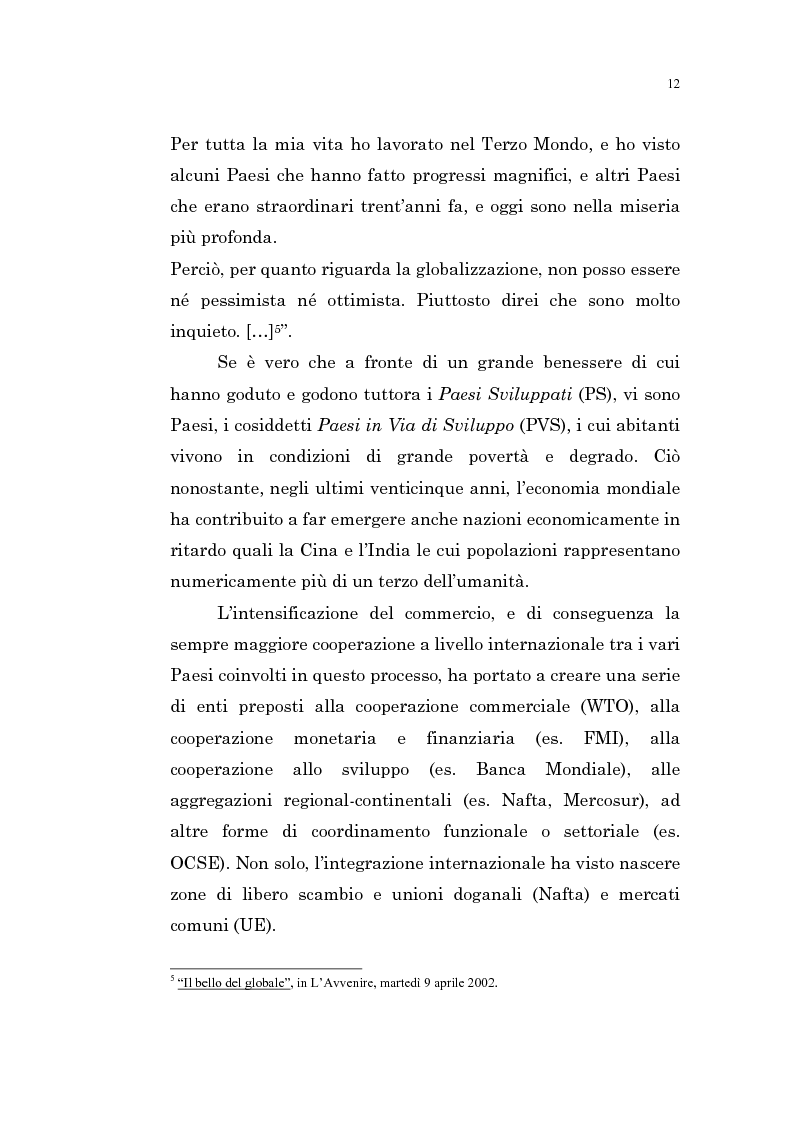 Anteprima della tesi: L'intervento pubblico nazionale e sovranazionale e la globalizzazione: per lo sviluppo e la lotta alla povertà, Pagina 7