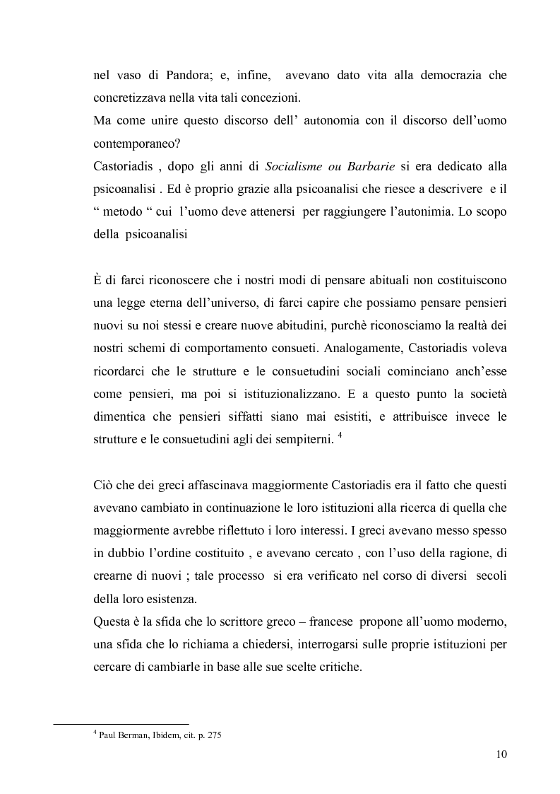 Anteprima della tesi: Cornelius Castoriadis ed il progetto dell'autonomia nell'epoca della globalizzazione, Pagina 10
