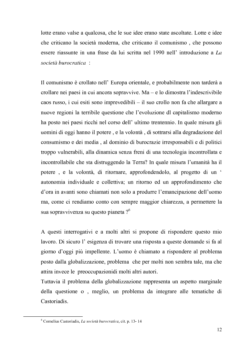 Anteprima della tesi: Cornelius Castoriadis ed il progetto dell'autonomia nell'epoca della globalizzazione, Pagina 12