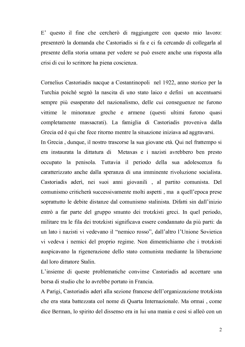 Anteprima della tesi: Cornelius Castoriadis ed il progetto dell'autonomia nell'epoca della globalizzazione, Pagina 2
