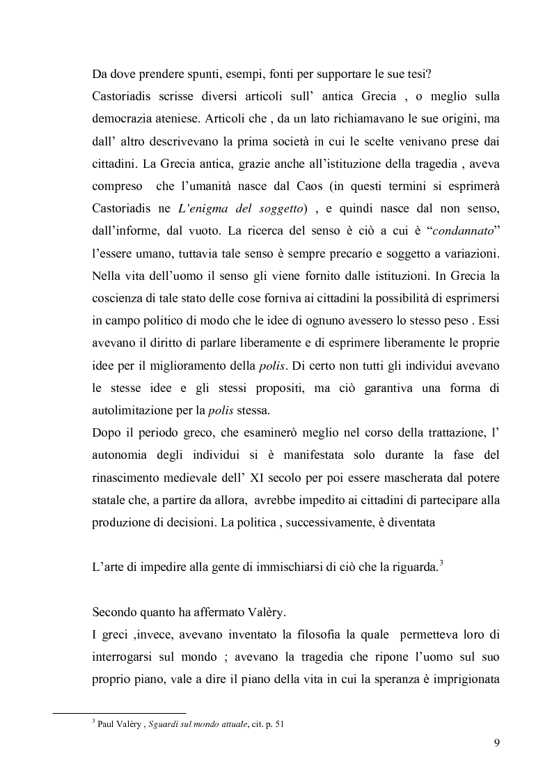 Anteprima della tesi: Cornelius Castoriadis ed il progetto dell'autonomia nell'epoca della globalizzazione, Pagina 9