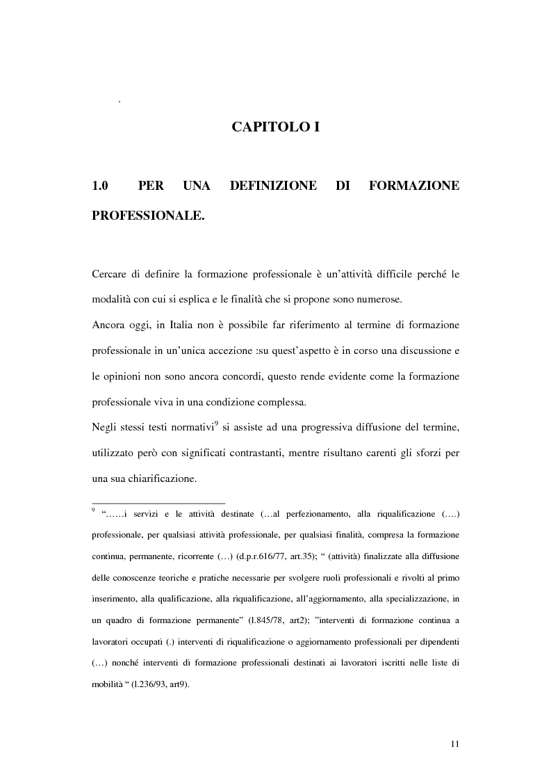 Anteprima della tesi: Problemi di valutazione della formazione professionale: indagine sui corsi Fse della provincia di Livorno 1997-1998, Pagina 11