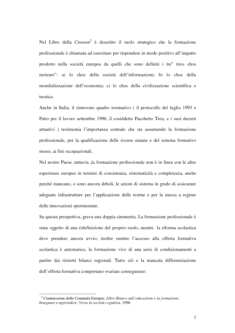 Anteprima della tesi: Problemi di valutazione della formazione professionale: indagine sui corsi Fse della provincia di Livorno 1997-1998, Pagina 2