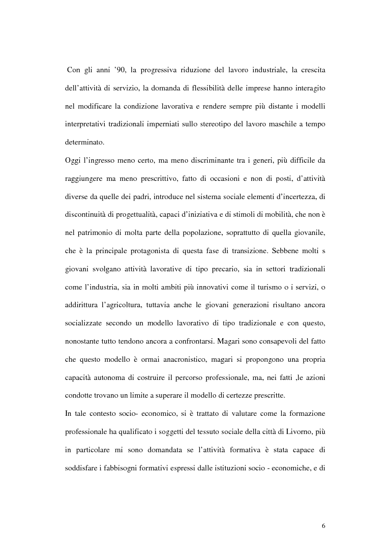 Anteprima della tesi: Problemi di valutazione della formazione professionale: indagine sui corsi Fse della provincia di Livorno 1997-1998, Pagina 6