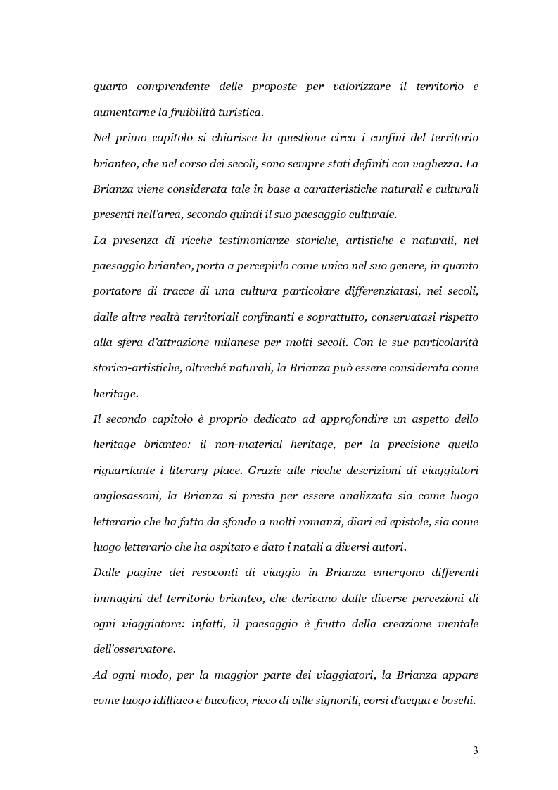 Anteprima della tesi: Viaggio e paesaggio in Brianza: i turisti di oggi e la traccia anglosassone, Pagina 3