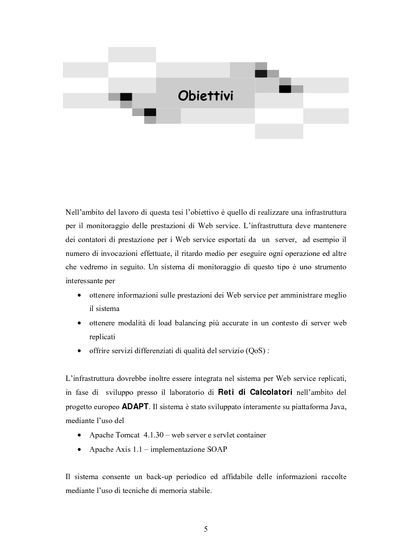 Anteprima della tesi: Progetto e realizzazione di un sistema per il monitoraggio dinamico delle prestazioni in un server replicato basato su Web service, Pagina 3