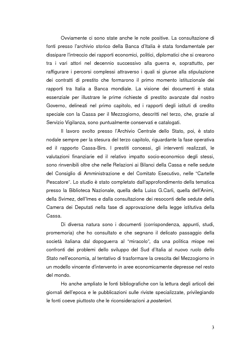 Anteprima della tesi: La Banca Internazionale per la Ricostruzione e lo Sviluppo nella storia dell'intervento straordinario per il Mezzogiorno (1946-1960), Pagina 3