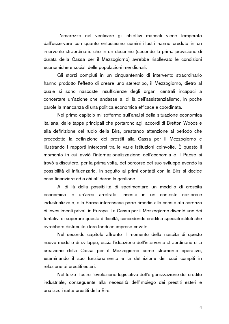 Anteprima della tesi: La Banca Internazionale per la Ricostruzione e lo Sviluppo nella storia dell'intervento straordinario per il Mezzogiorno (1946-1960), Pagina 4