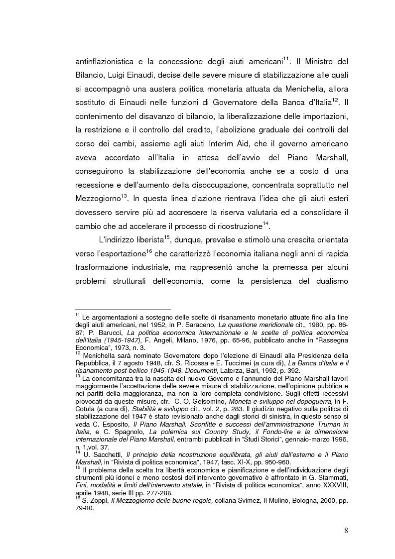 Anteprima della tesi: La Banca Internazionale per la Ricostruzione e lo Sviluppo nella storia dell'intervento straordinario per il Mezzogiorno (1946-1960), Pagina 8