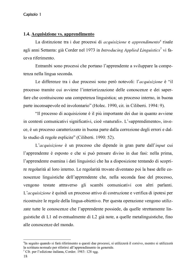 Anteprima della tesi: Il verbo in italiano L2: apprendimento e insegnamento, Pagina 14