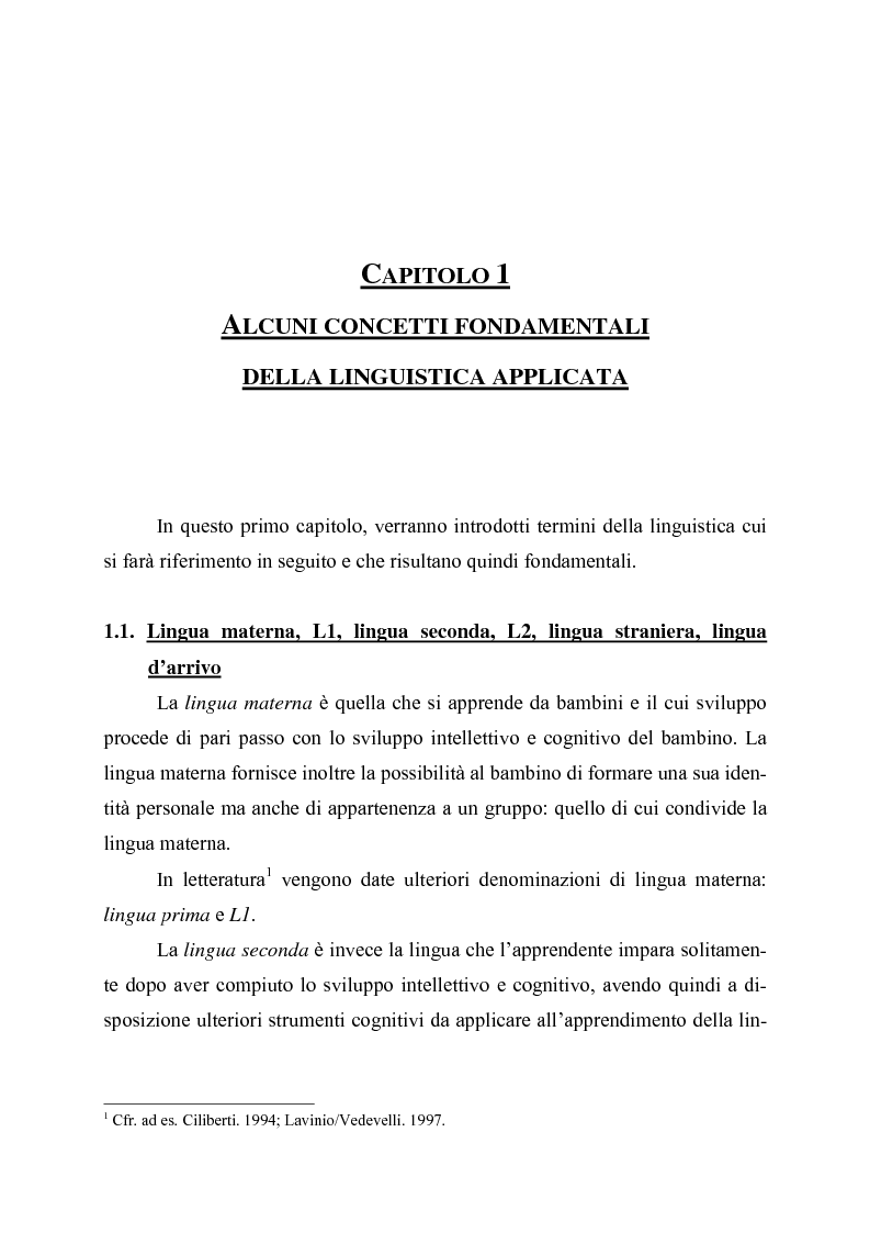 Anteprima della tesi: Il verbo in italiano L2: apprendimento e insegnamento, Pagina 7